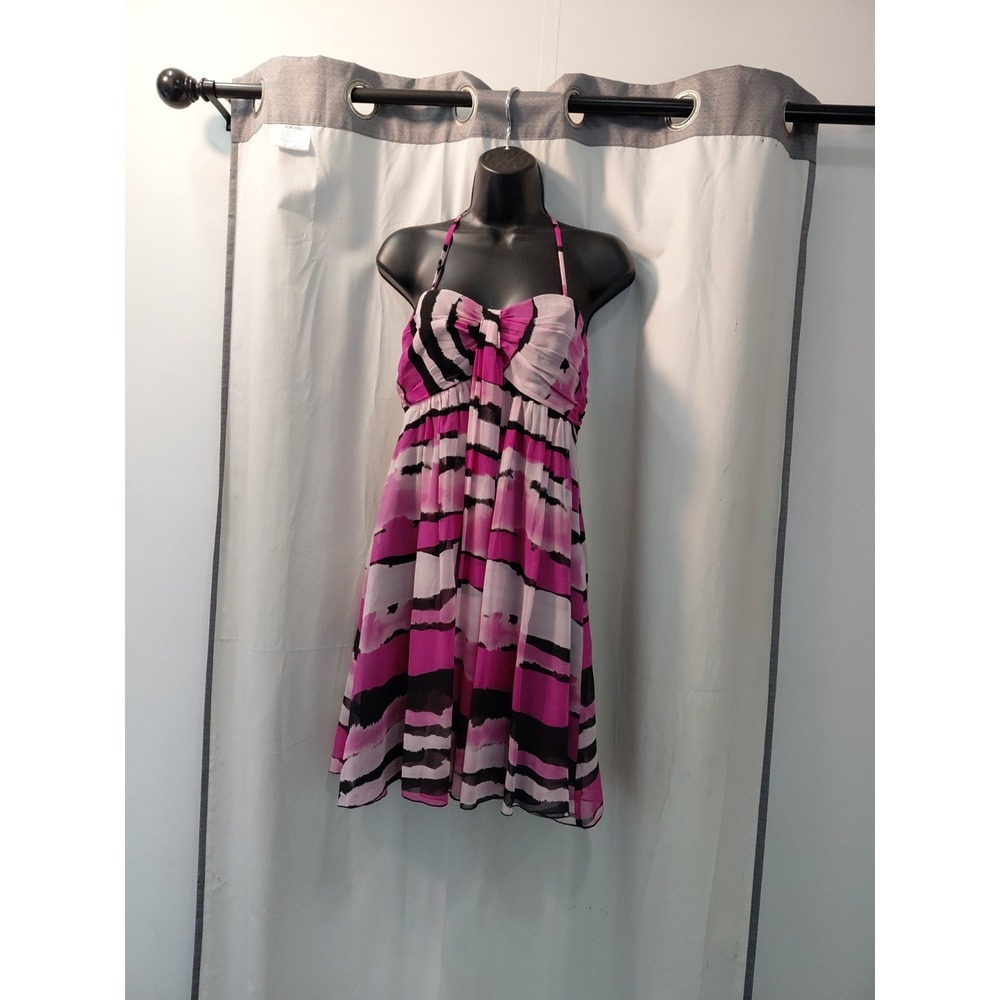 90s Y2k Express Feminine Babydoll Silk Mini‎ dress Sz 8 Flowy Sheer  Fairycore